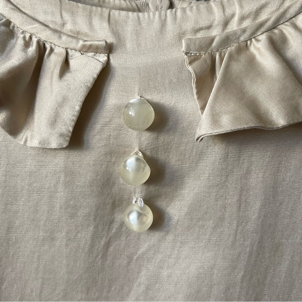 Marie Chantal Cream Silky Dress with Ruffles - Size 6 - Picture 8 of 16